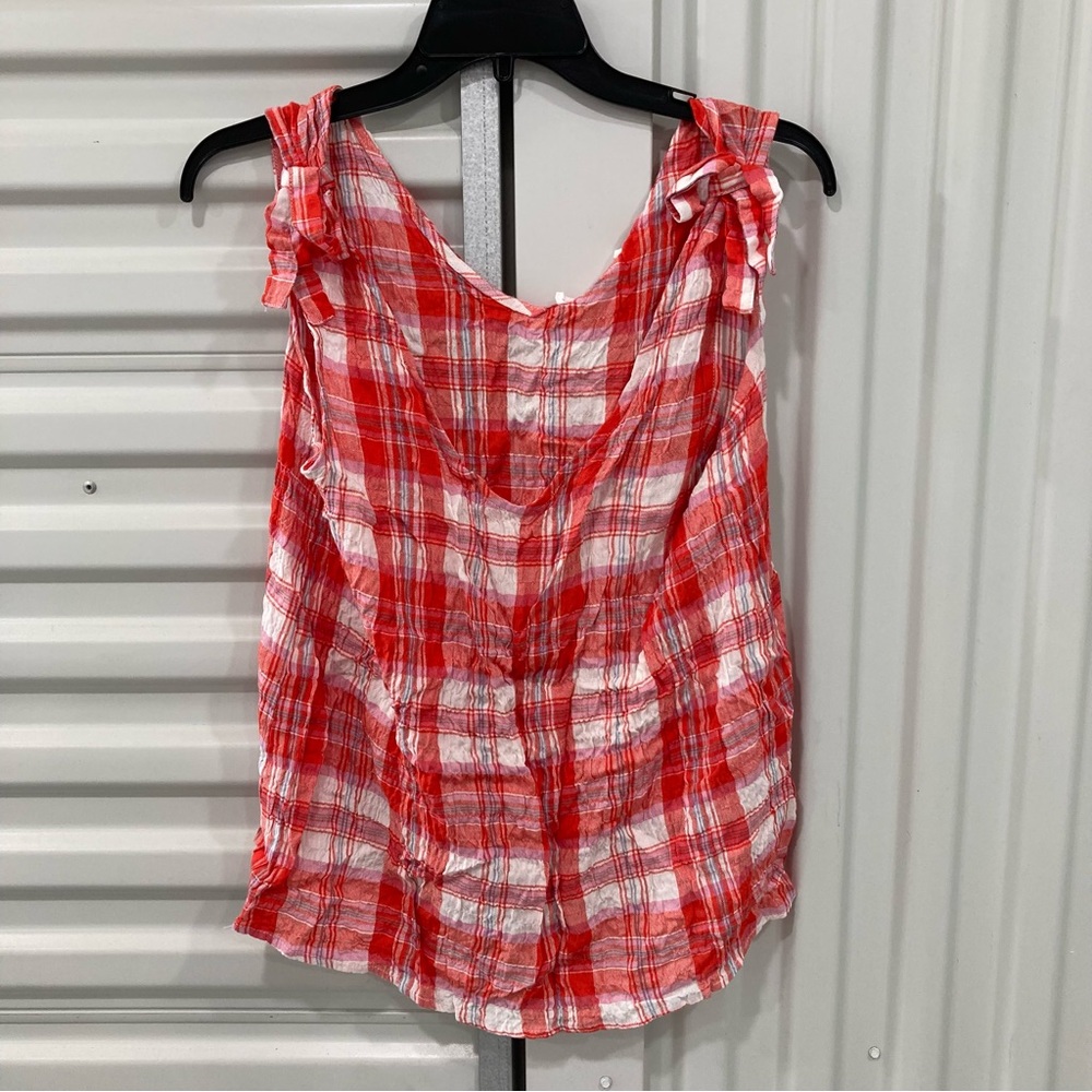 Jane and Delancey Red and White Plaid Tank Top